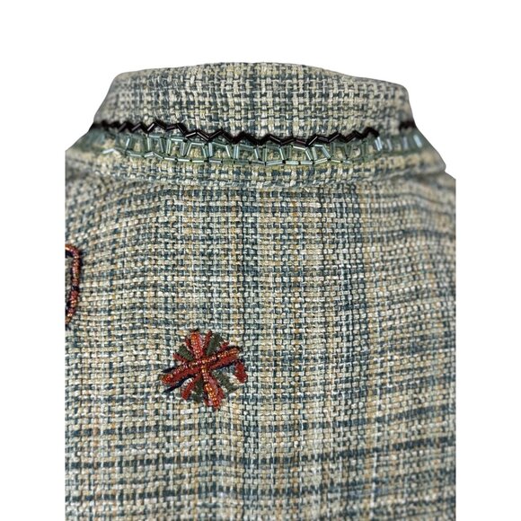 CHICO'S Womens Size 1 Green Multicolored Bohemian Embroidery Short Green Jacket - Picture 16 of 16